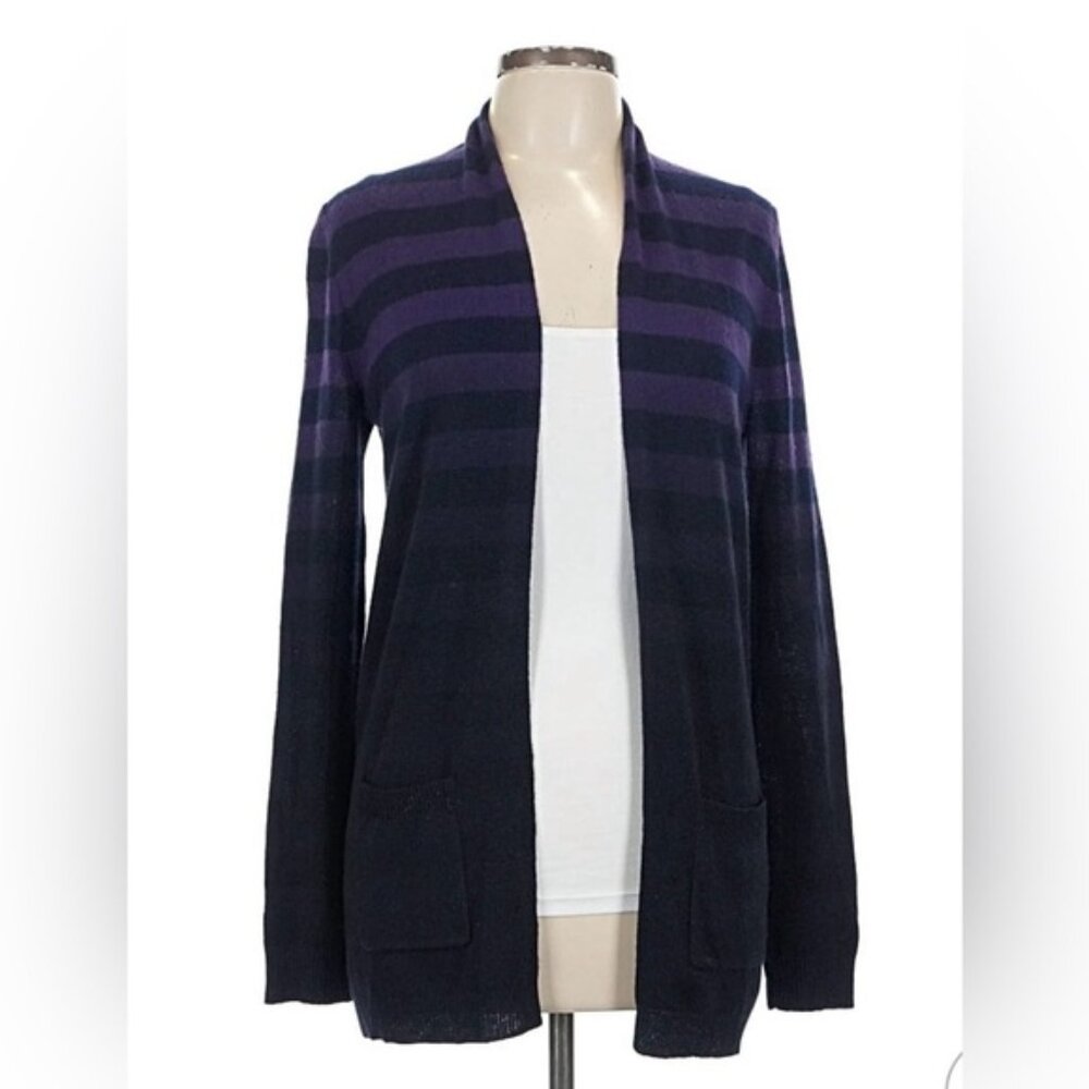 Theory Purple and Black Striped Cardigan